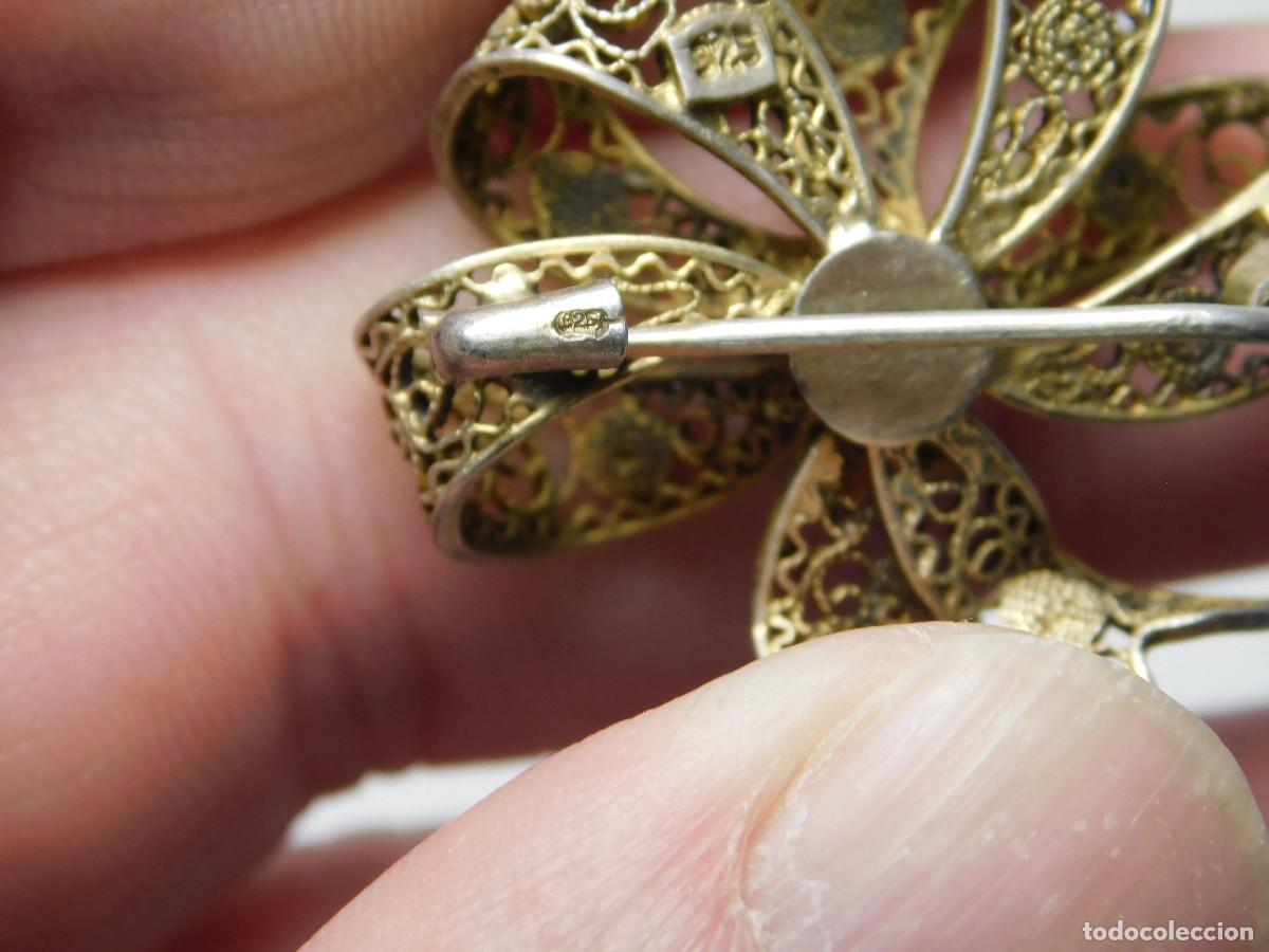 Antig&uuml;edades: Prendedor Broche de plata .925 filigrana - Foto 6