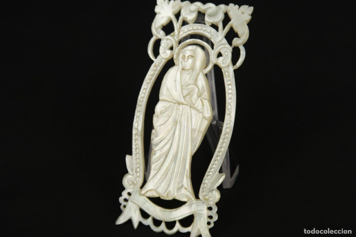 Antig&uuml;edades: Antigua Virgen tallada en N&aacute;car - Foto 6