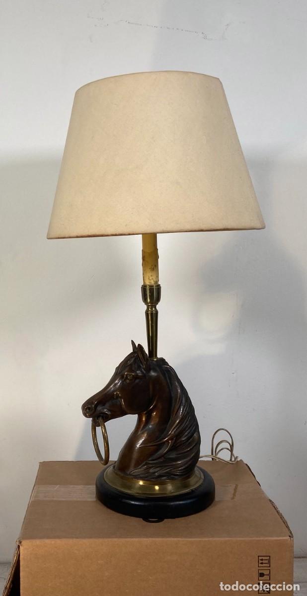 Antig&uuml;edades: L&aacute;mpara francesa con cabeza de caballo de bronce - Foto 5