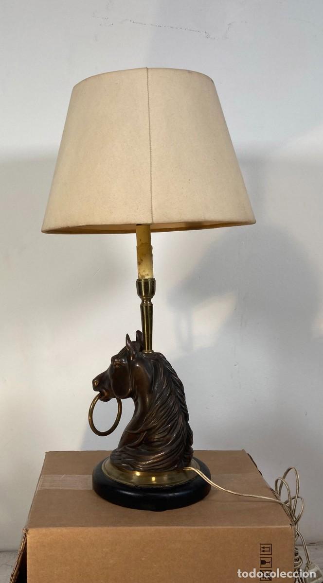 Antig&uuml;edades: L&aacute;mpara francesa con cabeza de caballo de bronce - Foto 6