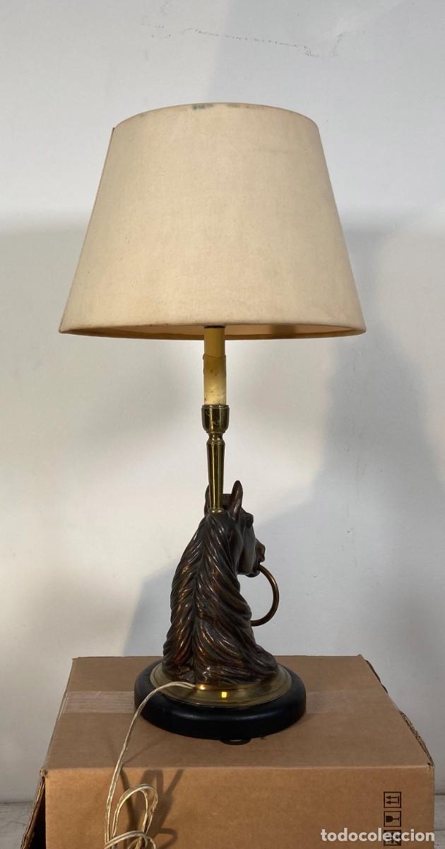 Antig&uuml;edades: L&aacute;mpara francesa con cabeza de caballo de bronce - Foto 7