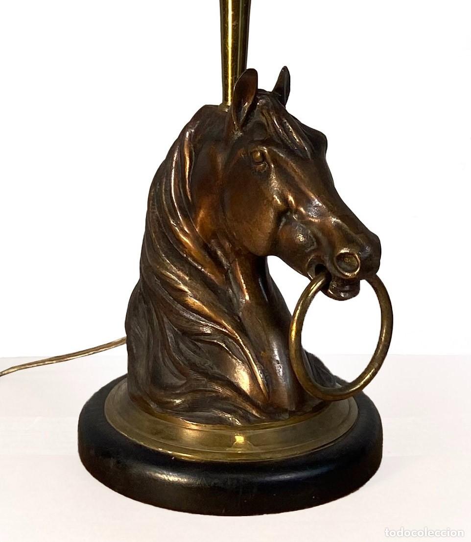 Antig&uuml;edades: L&aacute;mpara francesa con cabeza de caballo de bronce - Foto 2