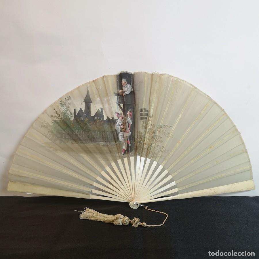 Antig&uuml;edades: Abanico Peric&oacute;n Antiguo de Hueso - Foto 1