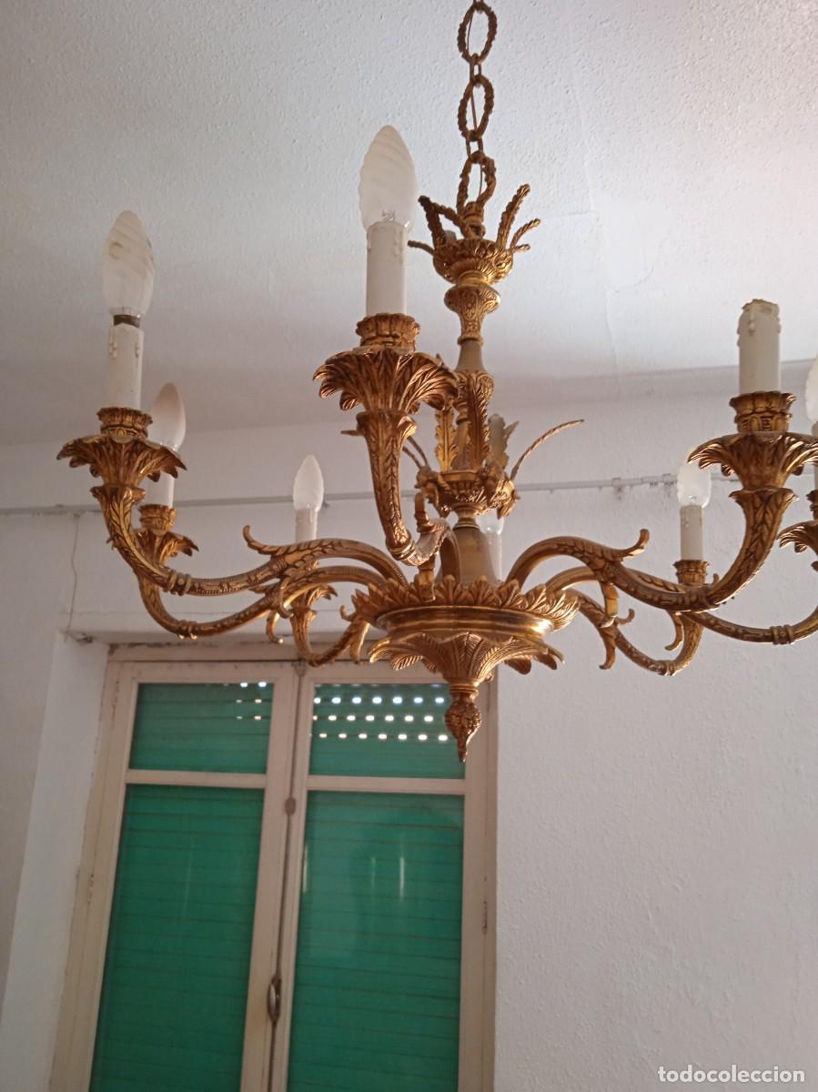 Antig&uuml;edades: Preciosa lampara de bronce con cabezas de cordero - Foto 2