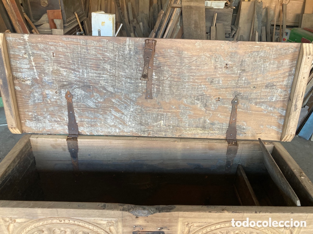 Antig&uuml;edades: Arca tallada g&oacute;tica madera - Foto 8