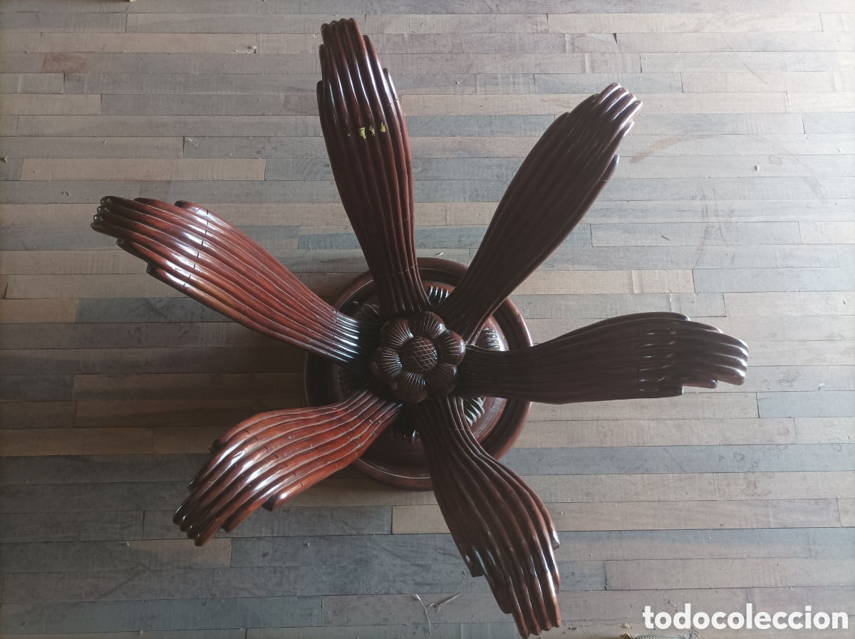 Antig&uuml;edades: Mesa redonda de caoba maciza tallada - Foto 3