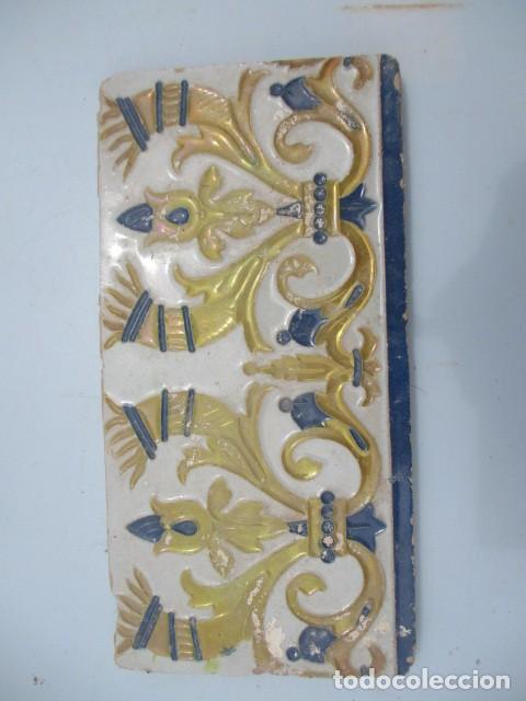 Antig&uuml;edades: Azulejo Reflejos de oro cuernos de la abundancia - Foto 2