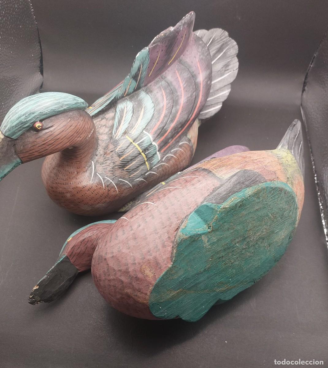 Antig&uuml;edades: PAREJA DE PATOS DE YESO Y MADERA - Foto 7