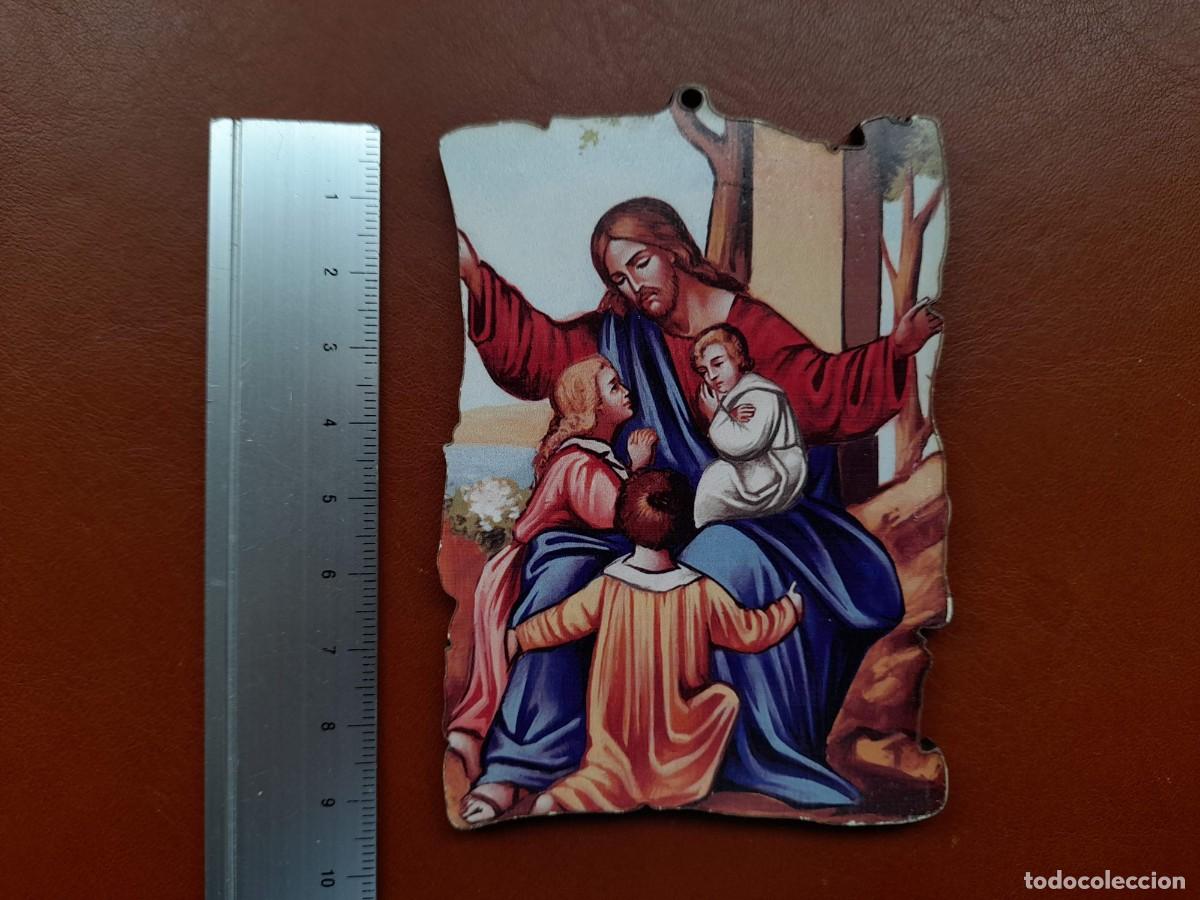 Antig&uuml;edades: Tablilla de madera Jes&uacute;s con ni&ntilde;os - Foto 1