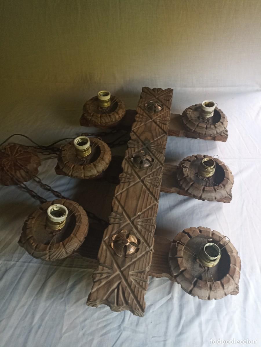 Antig&uuml;edades: L&aacute;mpara de techo de madera - Foto 1