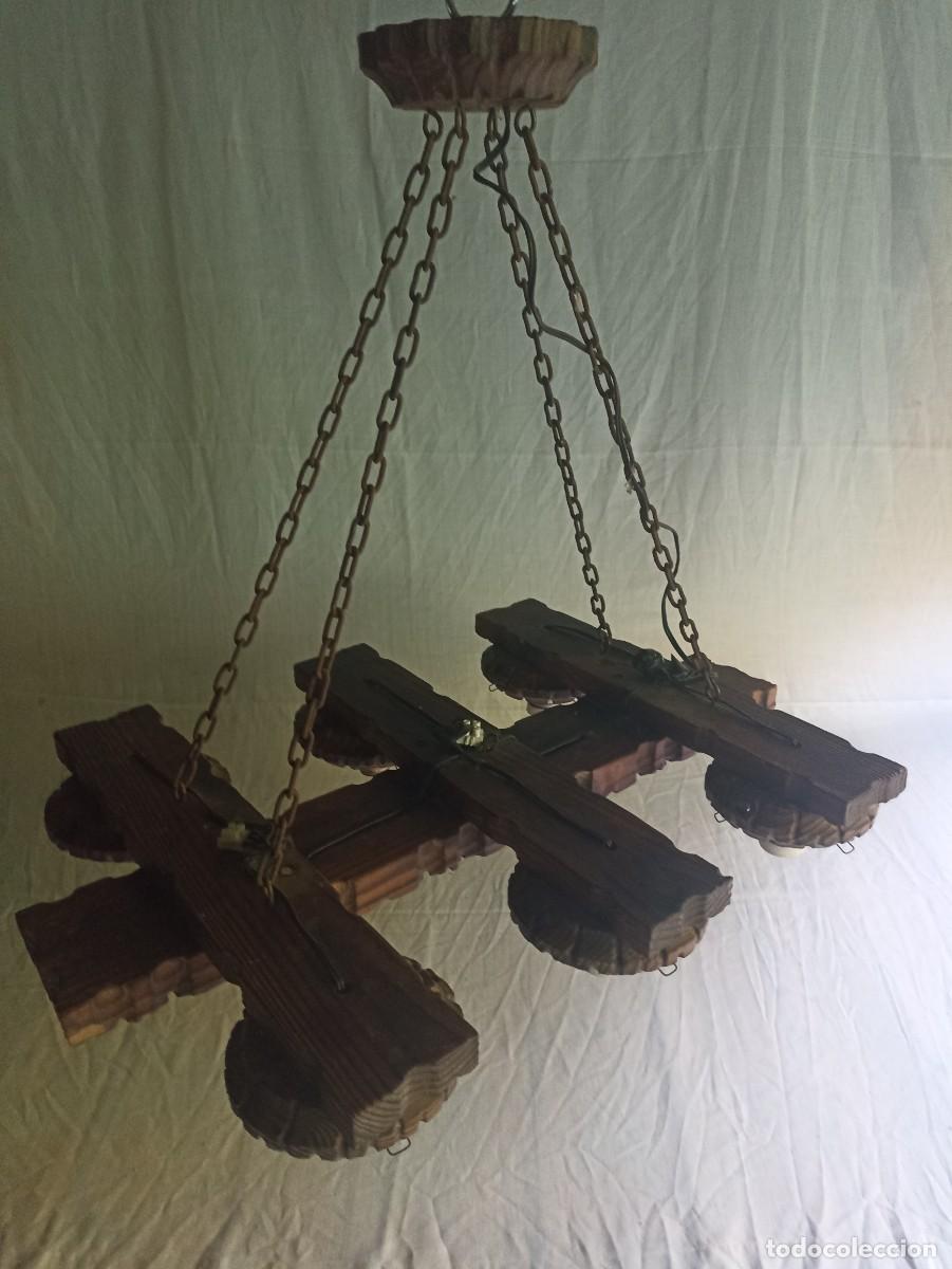 Antig&uuml;edades: L&aacute;mpara de techo de madera - Foto 2