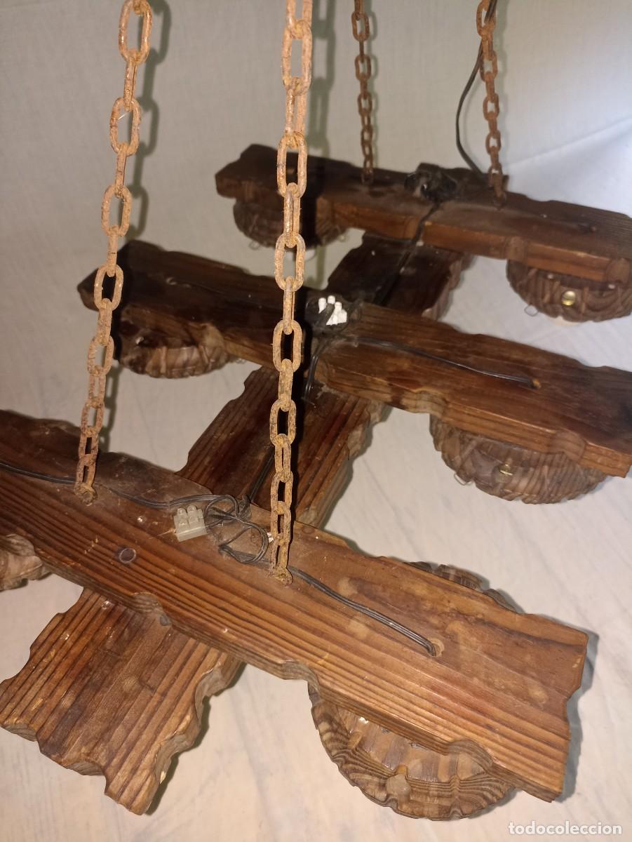 Antig&uuml;edades: L&aacute;mpara de techo de madera - Foto 3