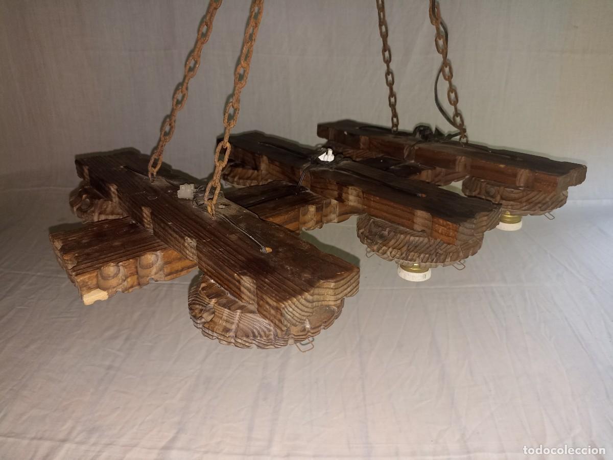 Antig&uuml;edades: L&aacute;mpara de techo de madera - Foto 4