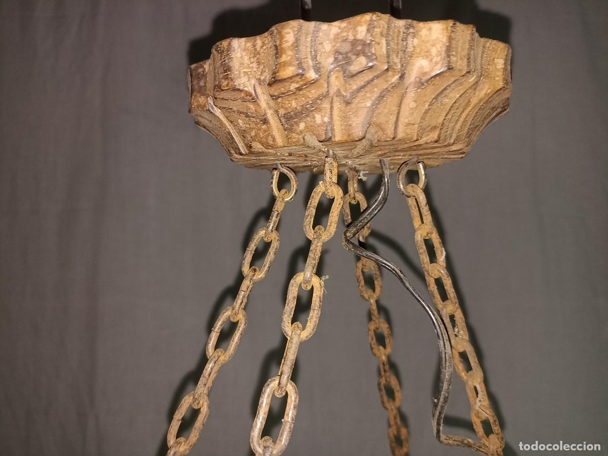 Antig&uuml;edades: L&aacute;mpara de techo de madera - Foto 5