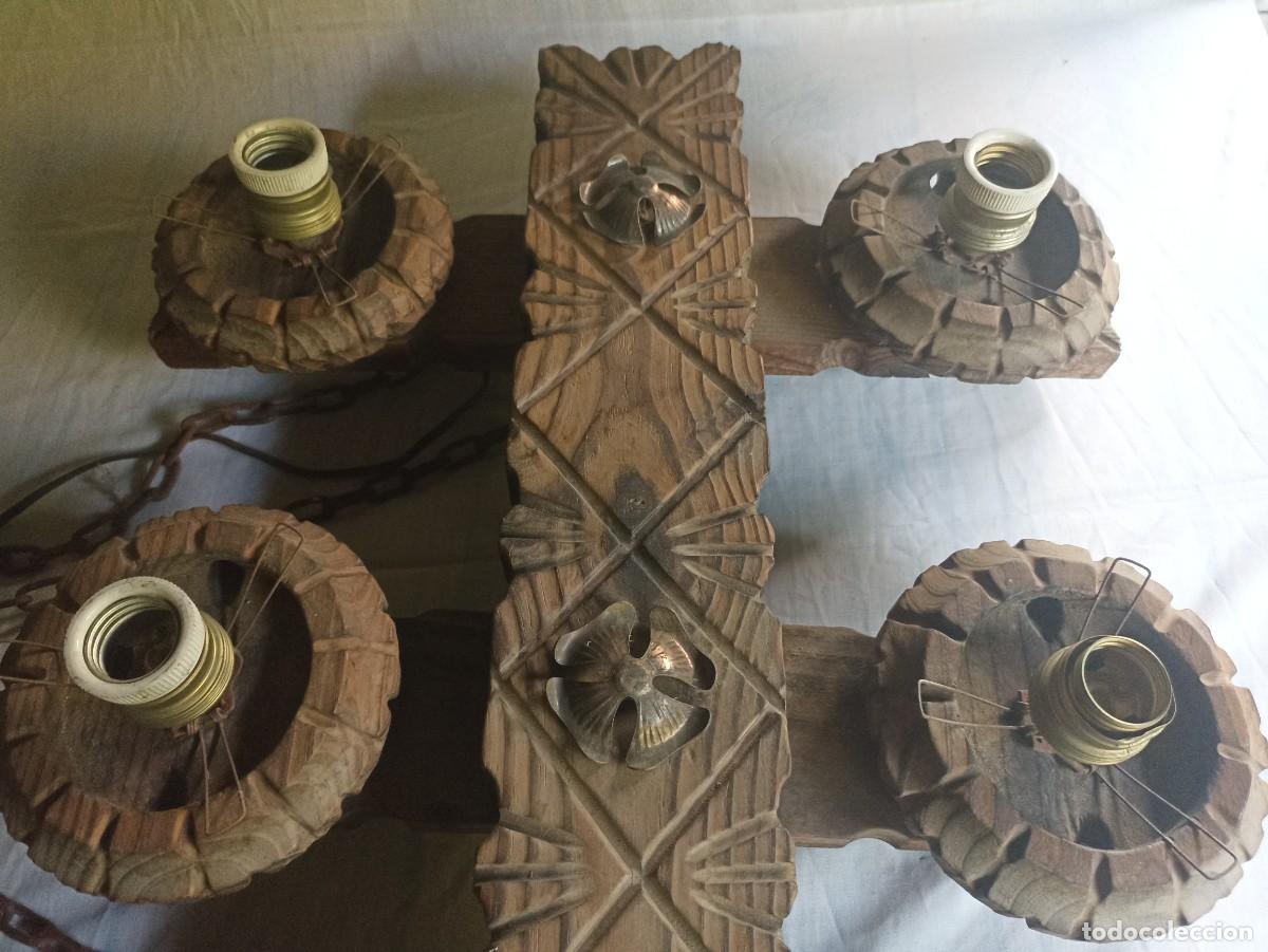 Antig&uuml;edades: L&aacute;mpara de techo de madera - Foto 8