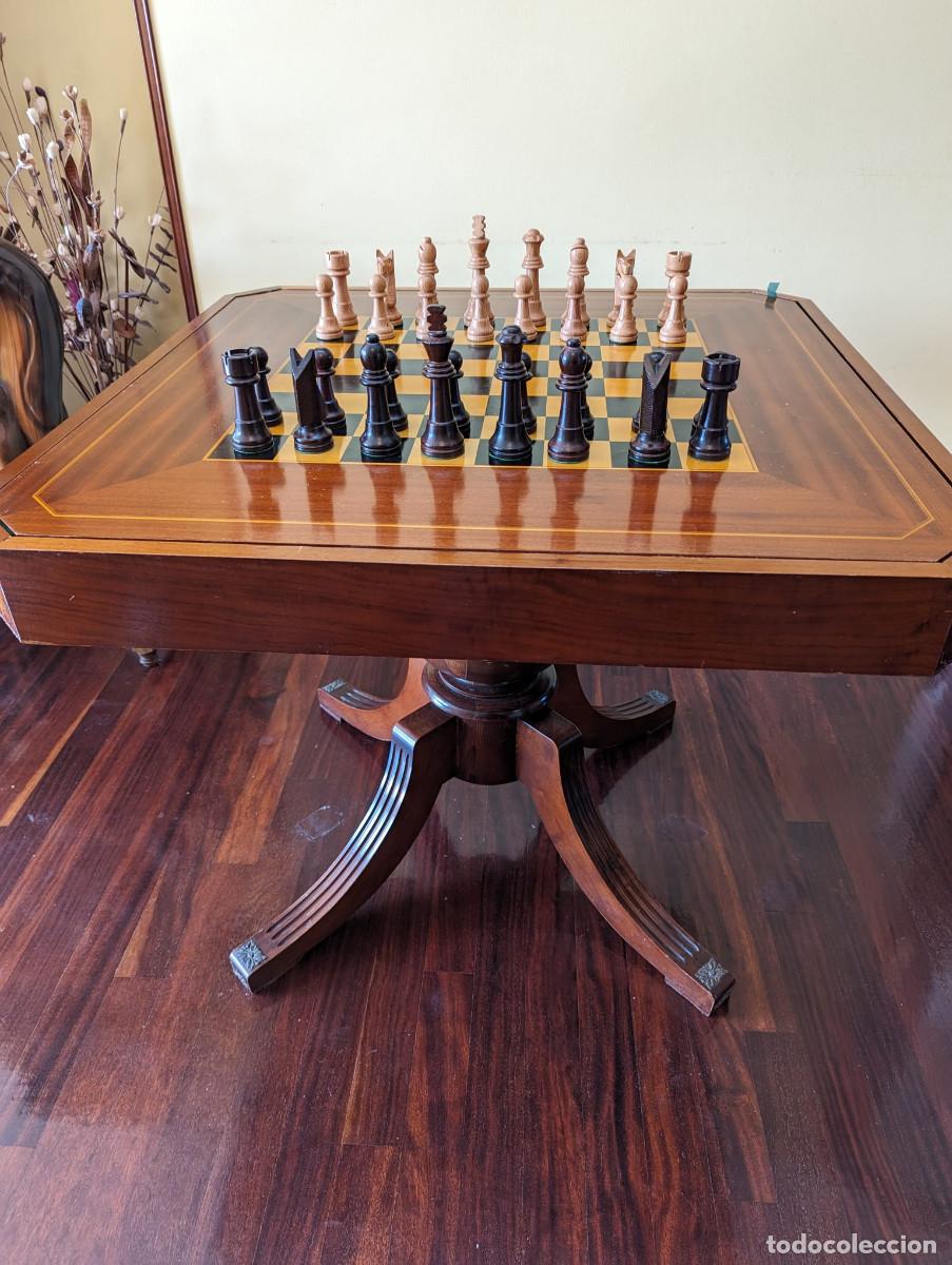 Antig&uuml;edades: Mesa de juego -marqueteria - Foto 3