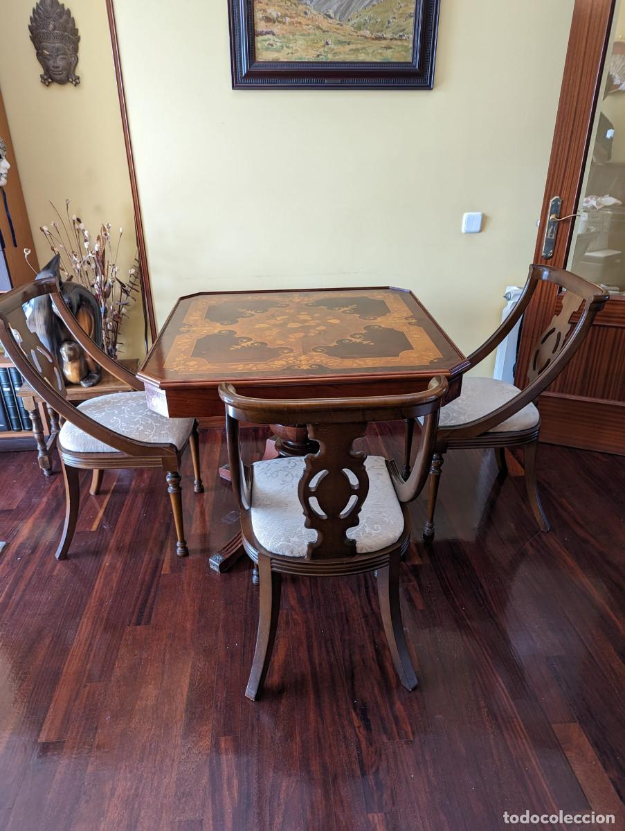 Antig&uuml;edades: Mesa de juego -marqueteria - Foto 7