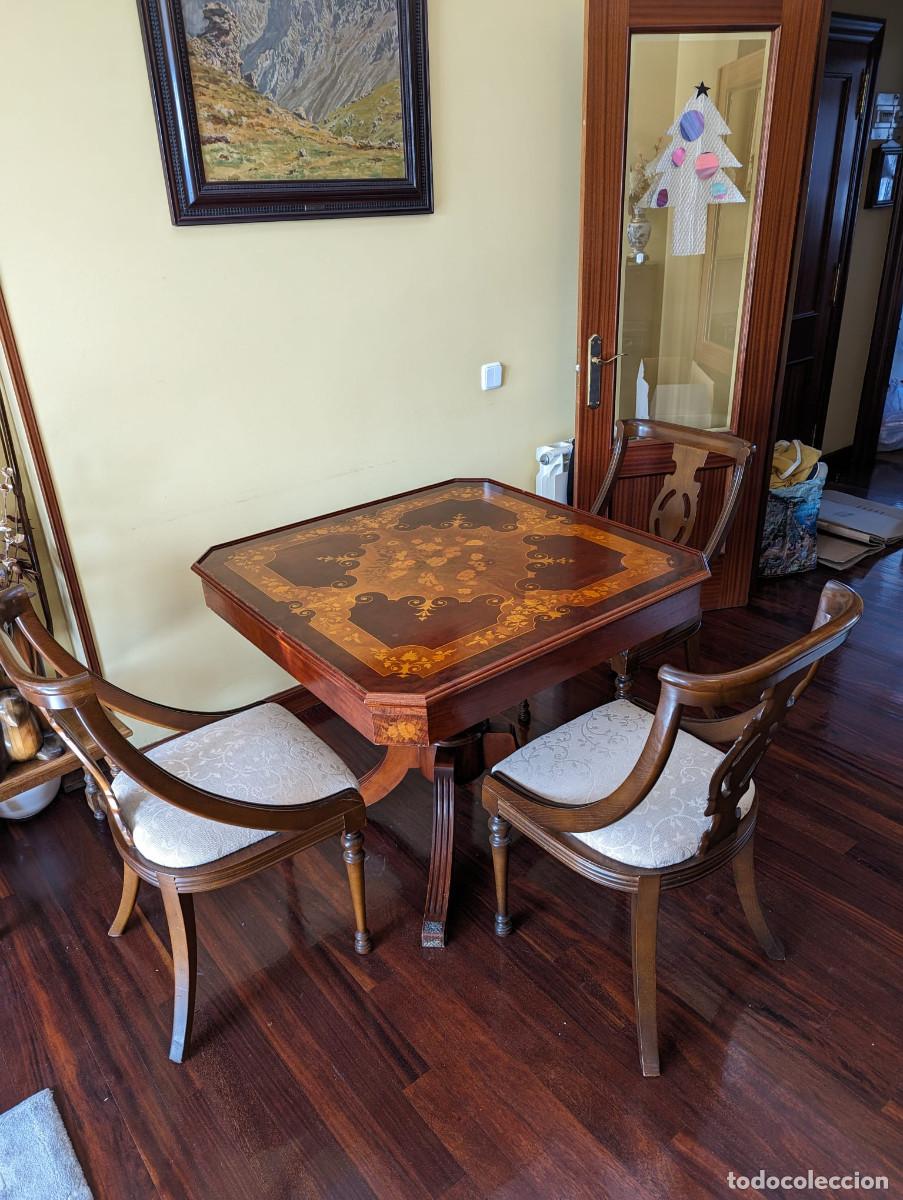 Antig&uuml;edades: Mesa de juego -marqueteria - Foto 8