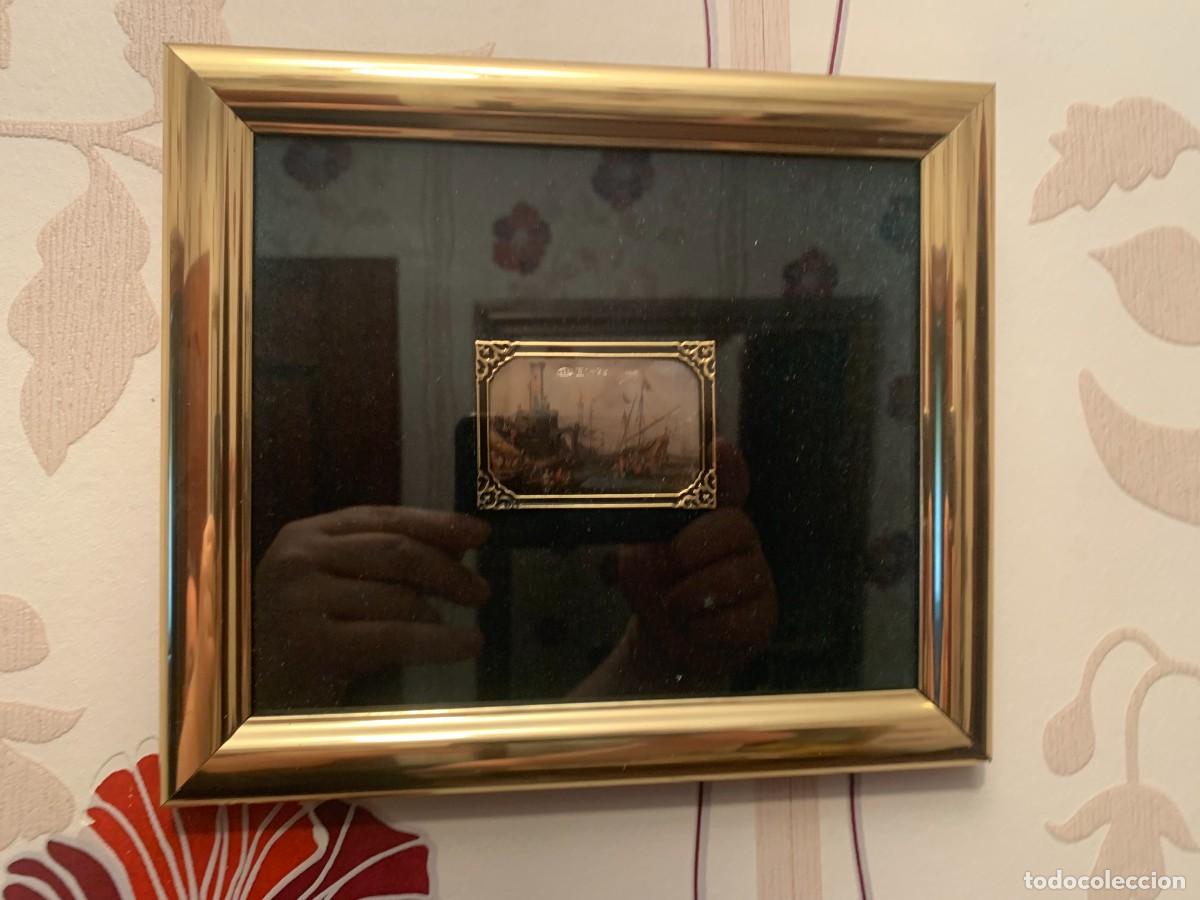 Antig&uuml;edades: CUADRO DE PLATA PINTADA A MANO ITALIANO - Foto 2