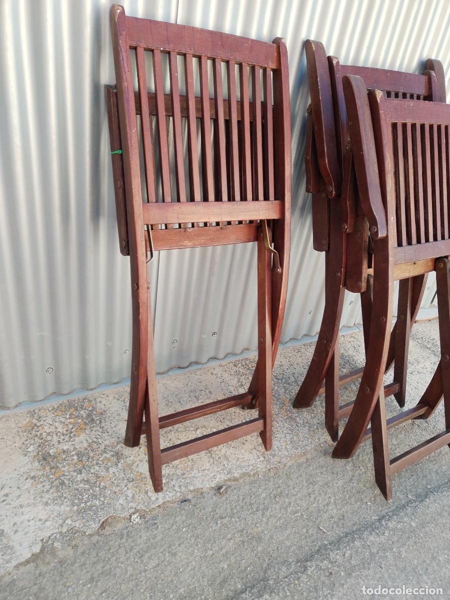 Antig&uuml;edades: 2 sillas y 2 sillones de madera plegable - Foto 7