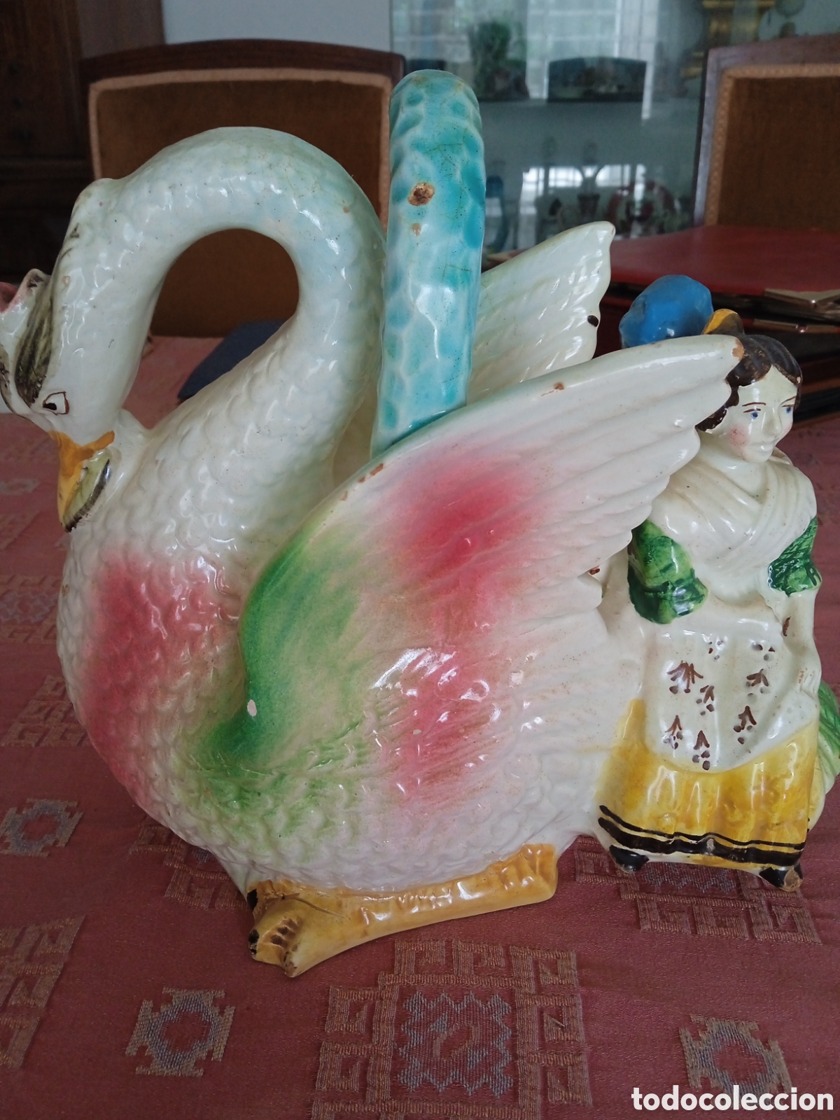 Antig&uuml;edades: Botijo Manises Cisne S .XIX - Foto 1