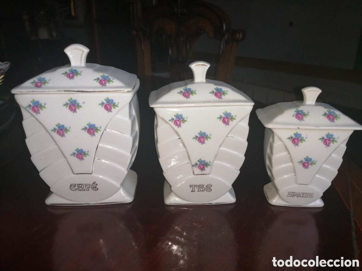Antig&uuml;edades: 3 recipientes art deco para cocina - Foto 1