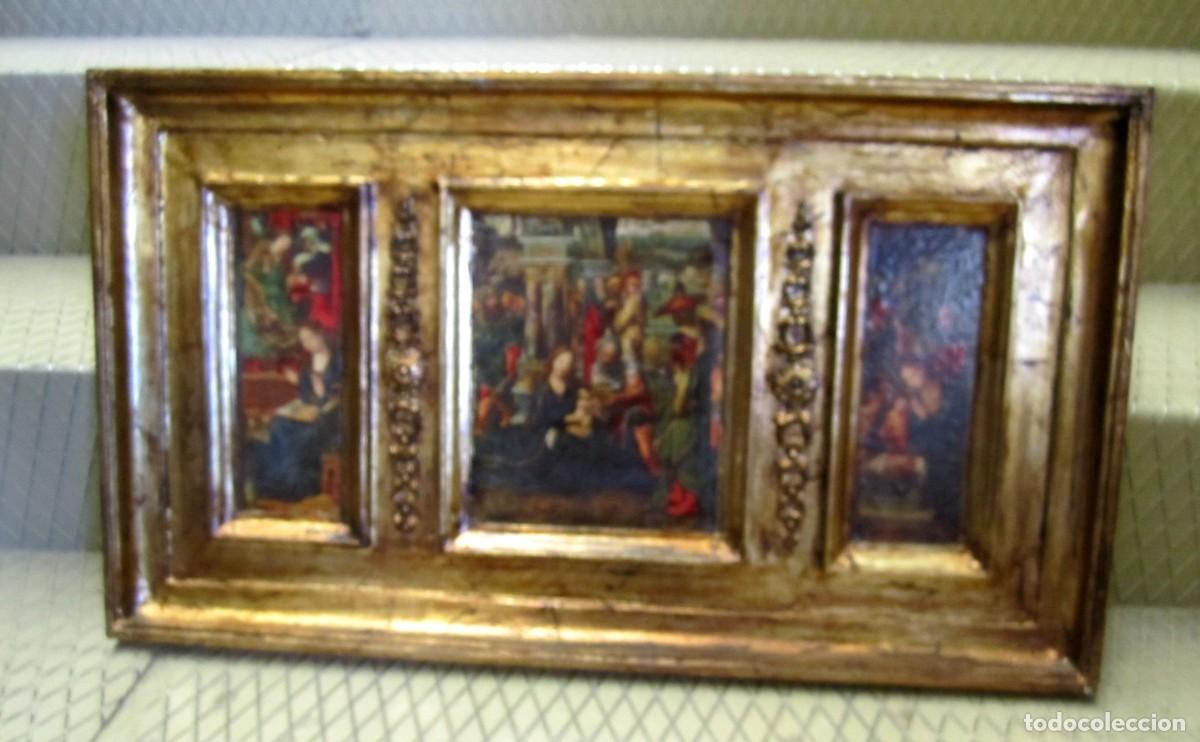 Antig&uuml;edades: Triptico, con laminas religiosas - Foto 1