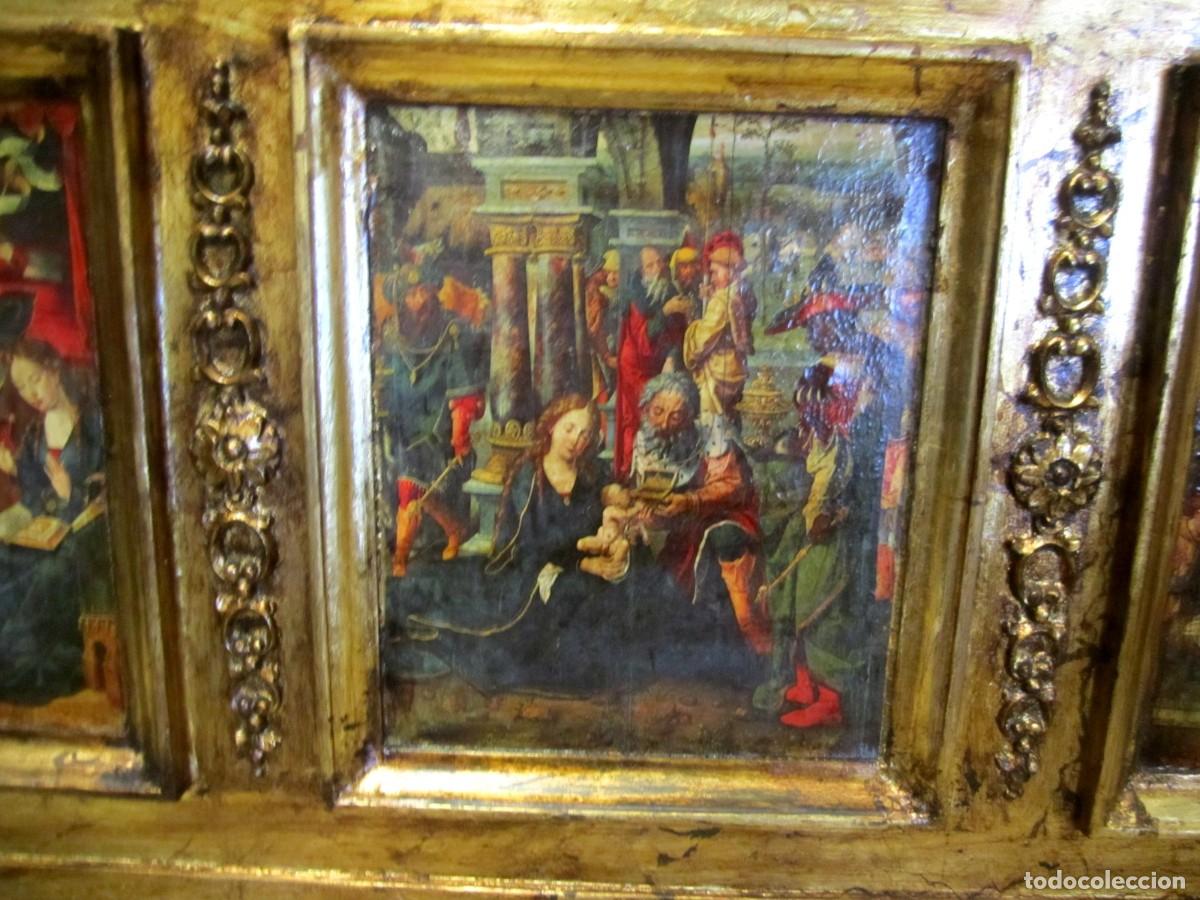 Antig&uuml;edades: Triptico, con laminas religiosas - Foto 3