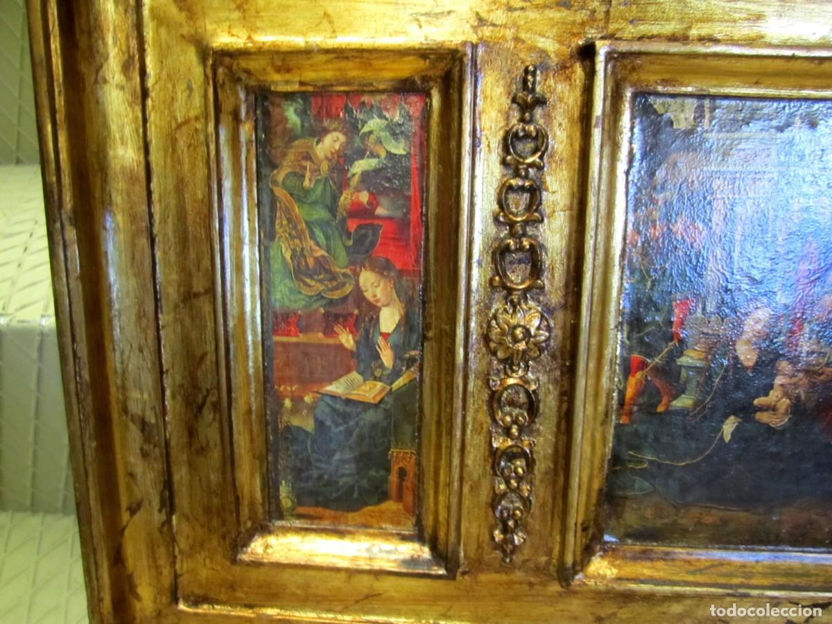 Antig&uuml;edades: Triptico, con laminas religiosas - Foto 4