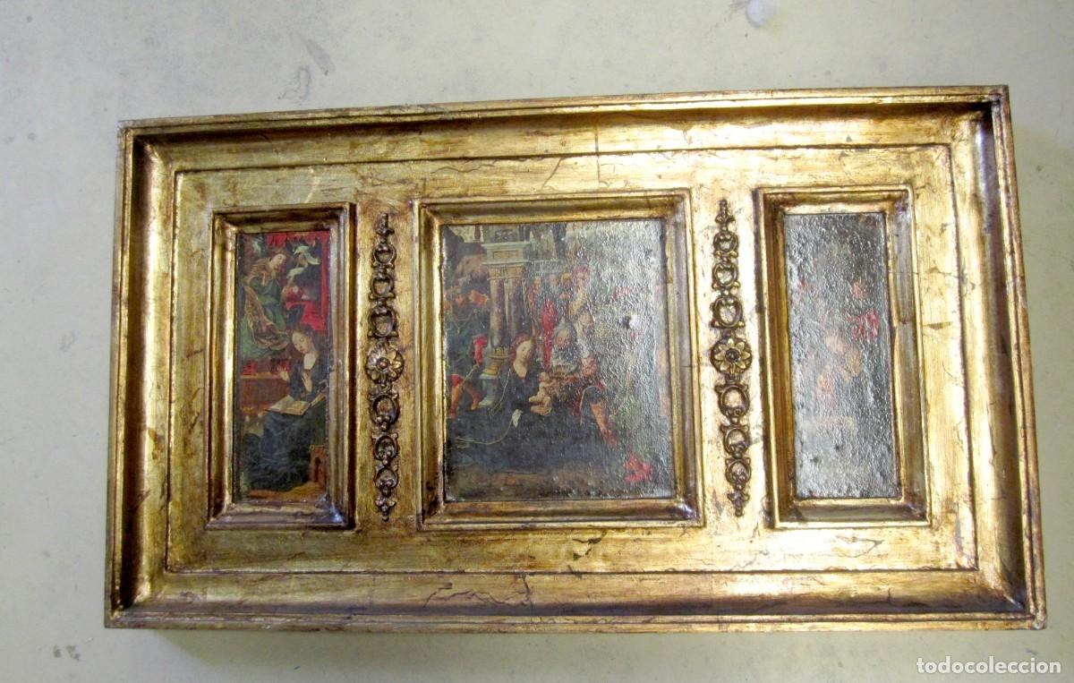 Antig&uuml;edades: Triptico, con laminas religiosas - Foto 6