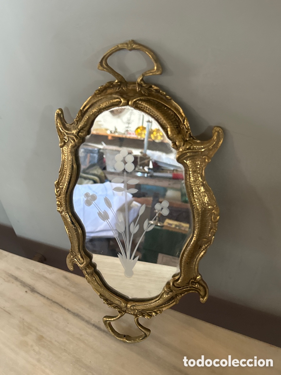 Antig&uuml;edades: Bandeja con cristal grabado - Foto 2