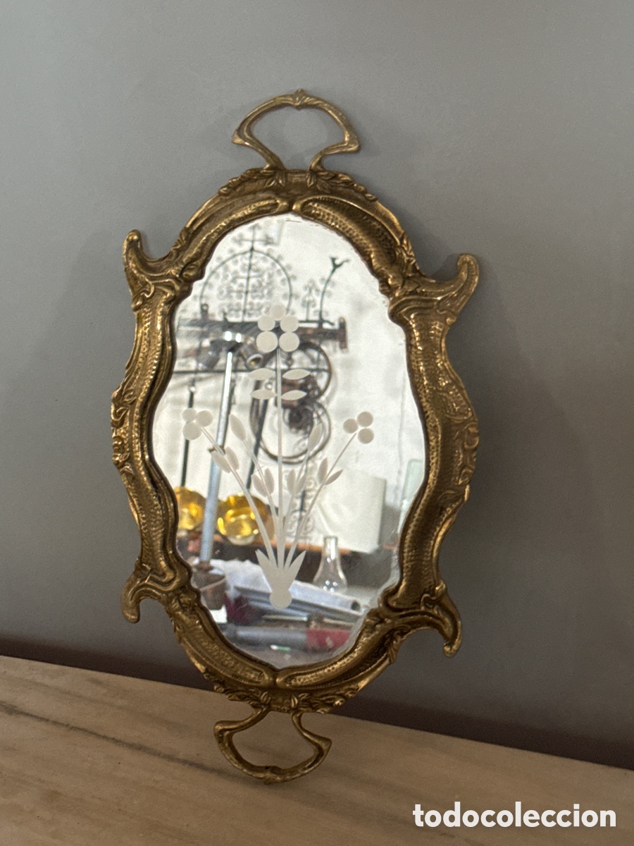 Antig&uuml;edades: Bandeja con cristal grabado - Foto 1