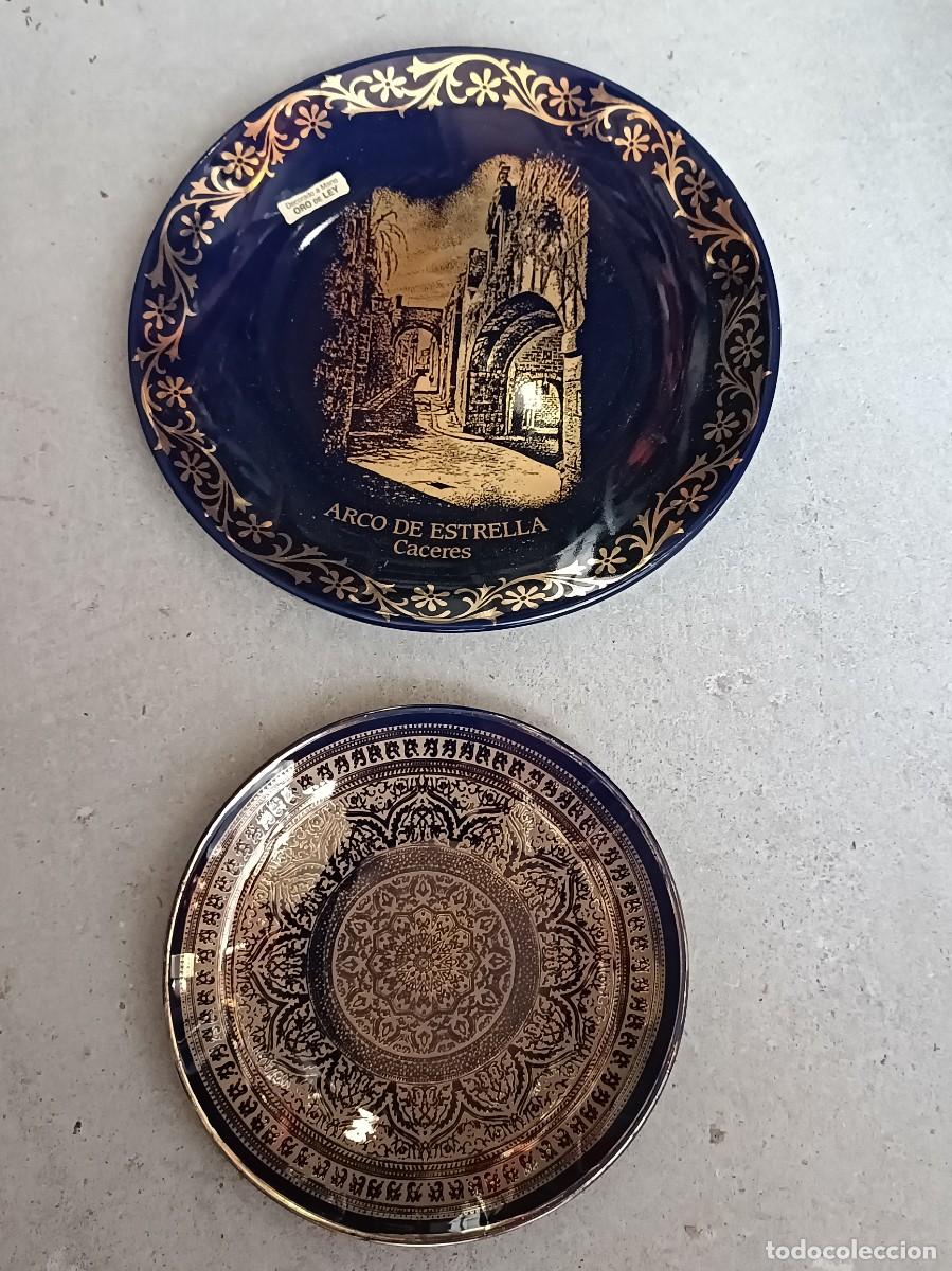 Antig&uuml;edades: Lote de dos platitos ba&ntilde;o oro - Foto 1