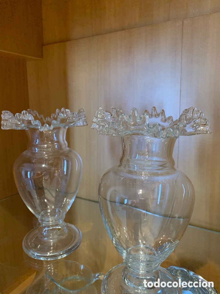 Antiguidades: Preciosa pareja de jarrones cristal tallado