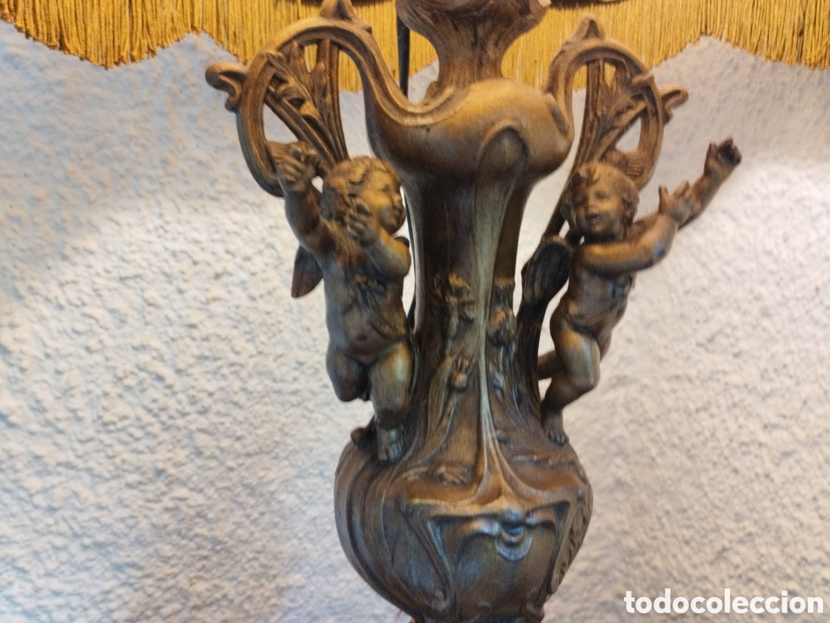 Antig&uuml;edades: . MAGN&Iacute;FICA LAMPARA FRANCESA CON PUTIS Y PIE DE ONIX.80 CM - Foto 2