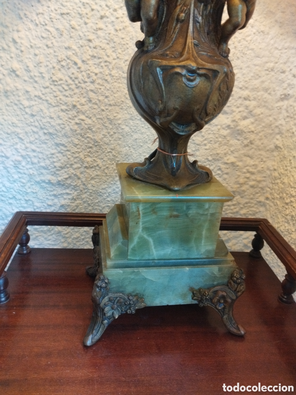 Antig&uuml;edades: . MAGN&Iacute;FICA LAMPARA FRANCESA CON PUTIS Y PIE DE ONIX.80 CM - Foto 3