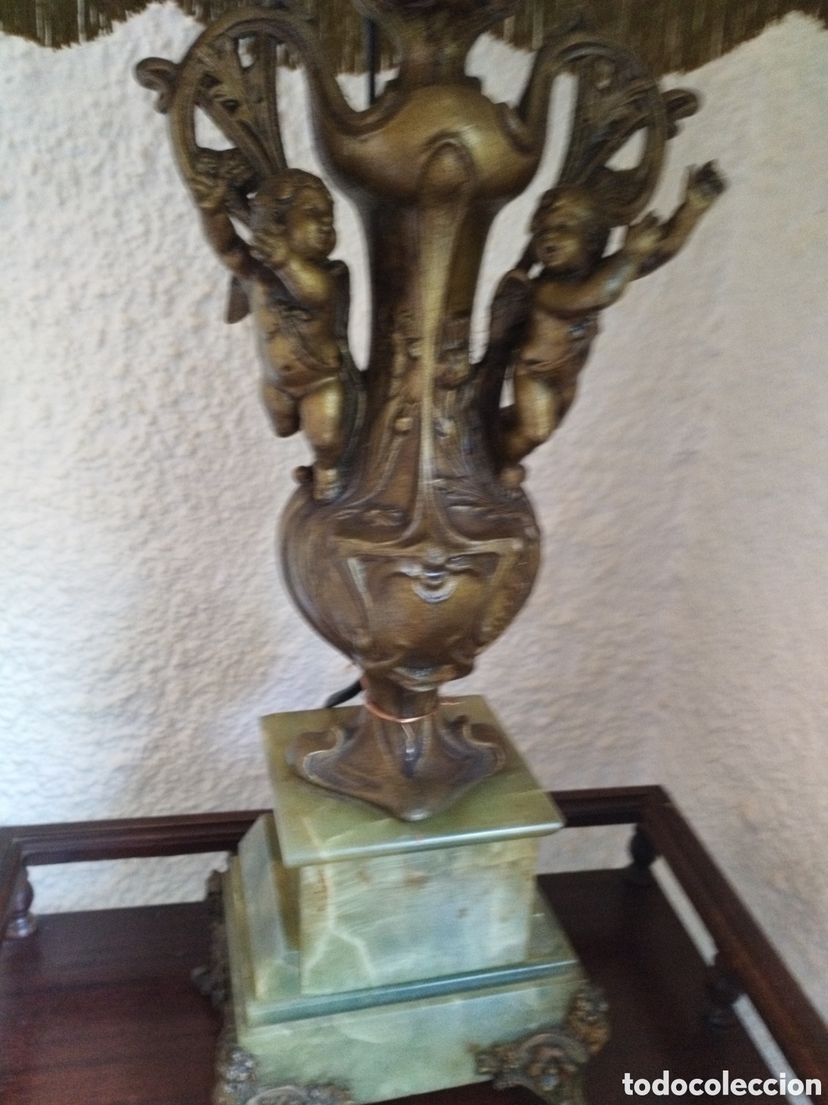 Antig&uuml;edades: . MAGN&Iacute;FICA LAMPARA FRANCESA CON PUTIS Y PIE DE ONIX.80 CM - Foto 7