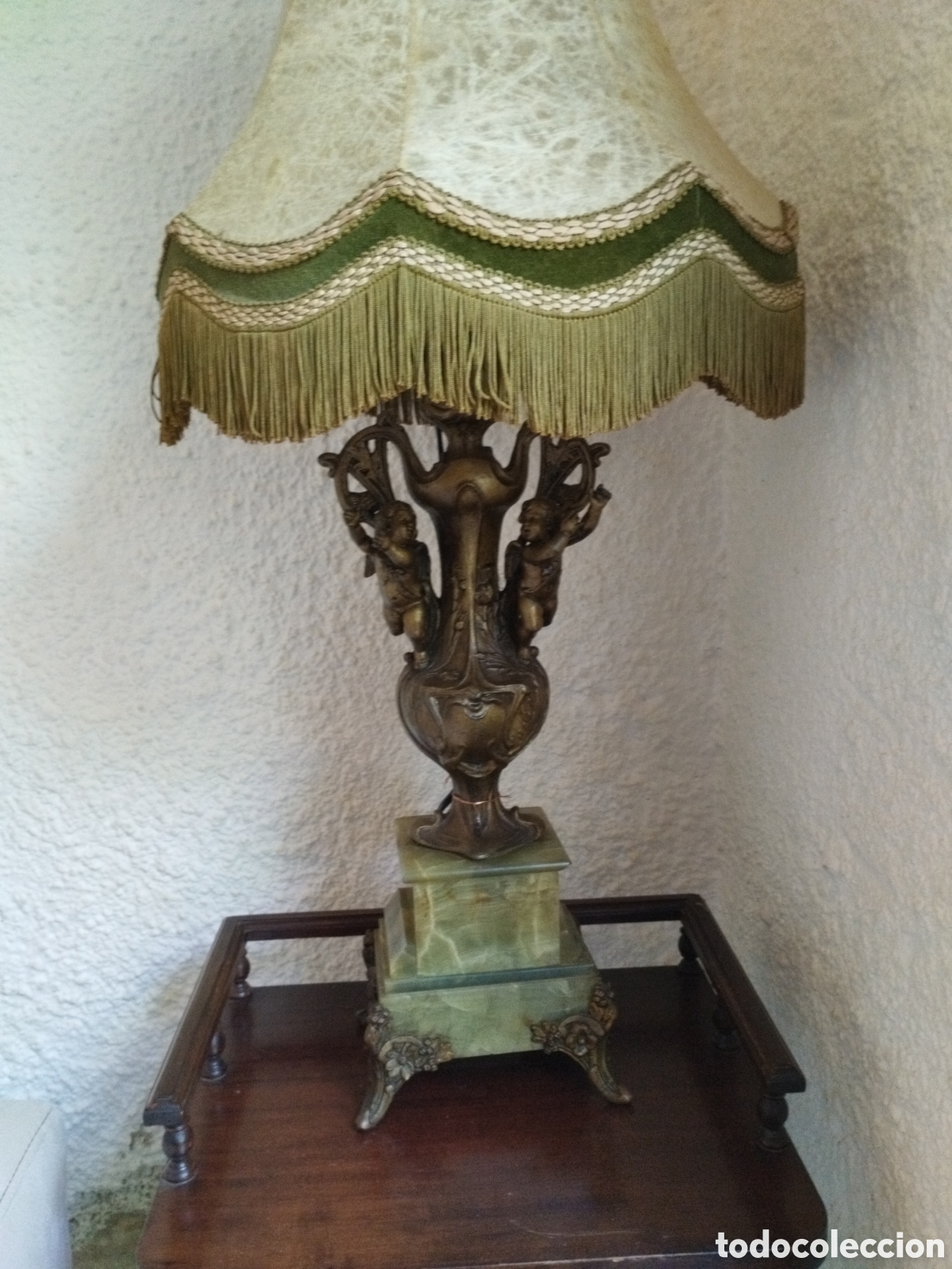 Antig&uuml;edades: . MAGN&Iacute;FICA LAMPARA FRANCESA CON PUTIS Y PIE DE ONIX.80 CM - Foto 8