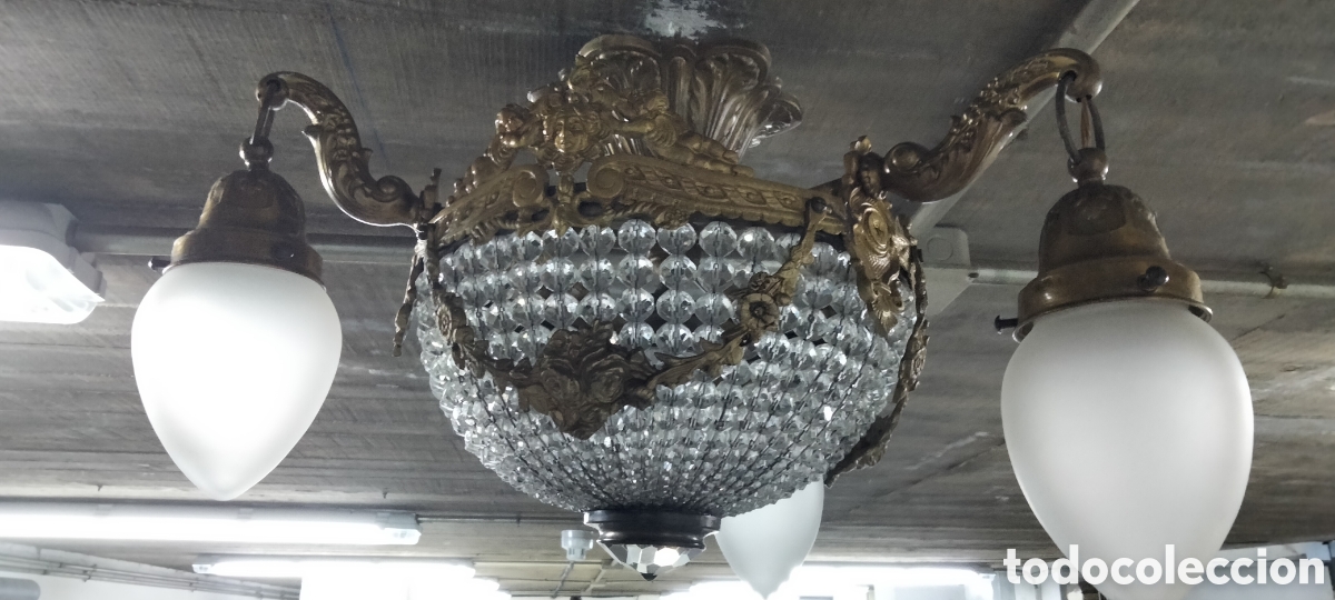 Antig&uuml;edades: LAMPARA ISABELINA BRONCE - Foto 1