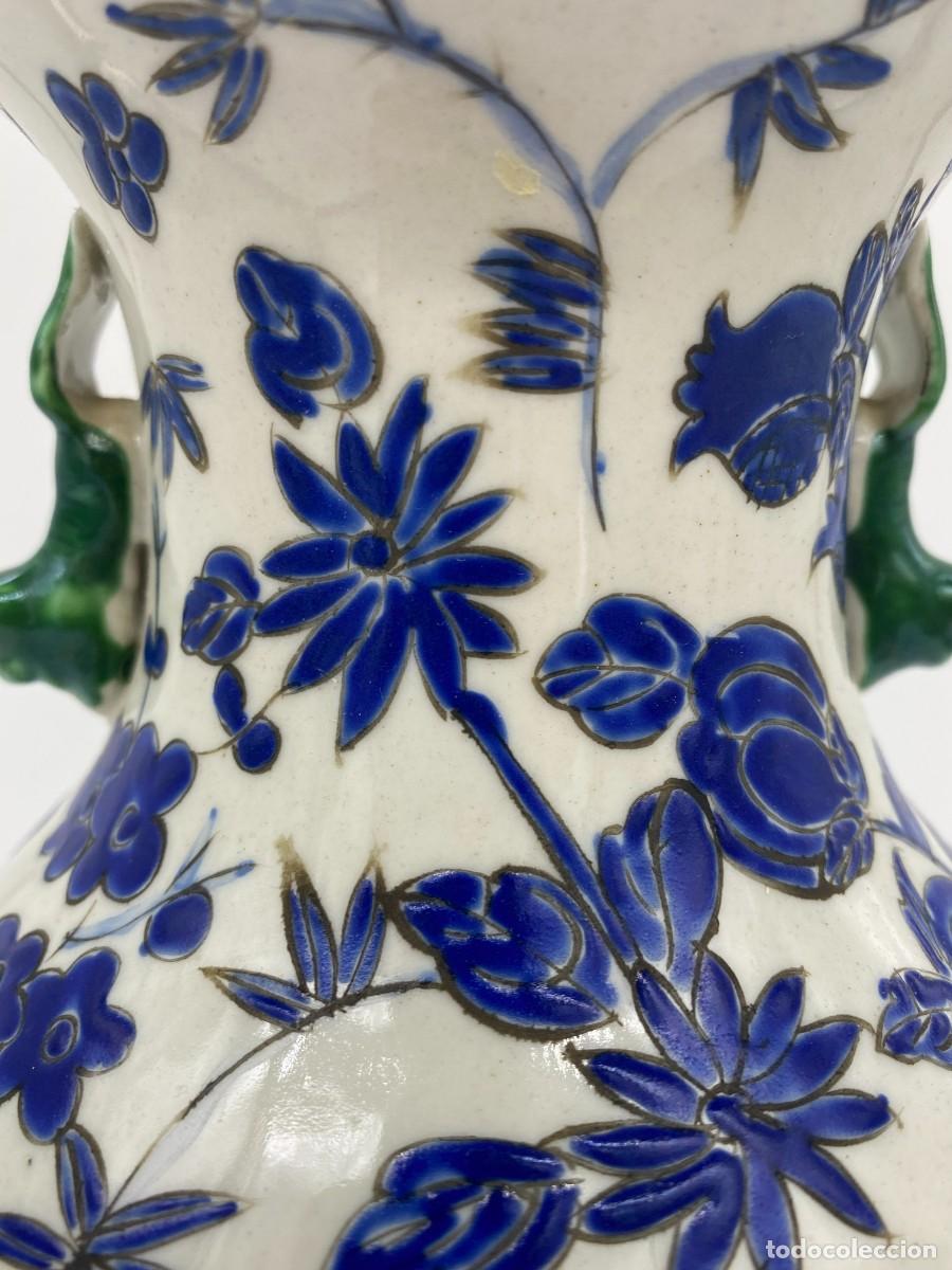 Antig&uuml;edades: jarron chino flores azules - Foto 2