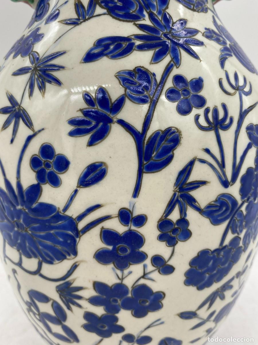 Antig&uuml;edades: jarron chino flores azules - Foto 3