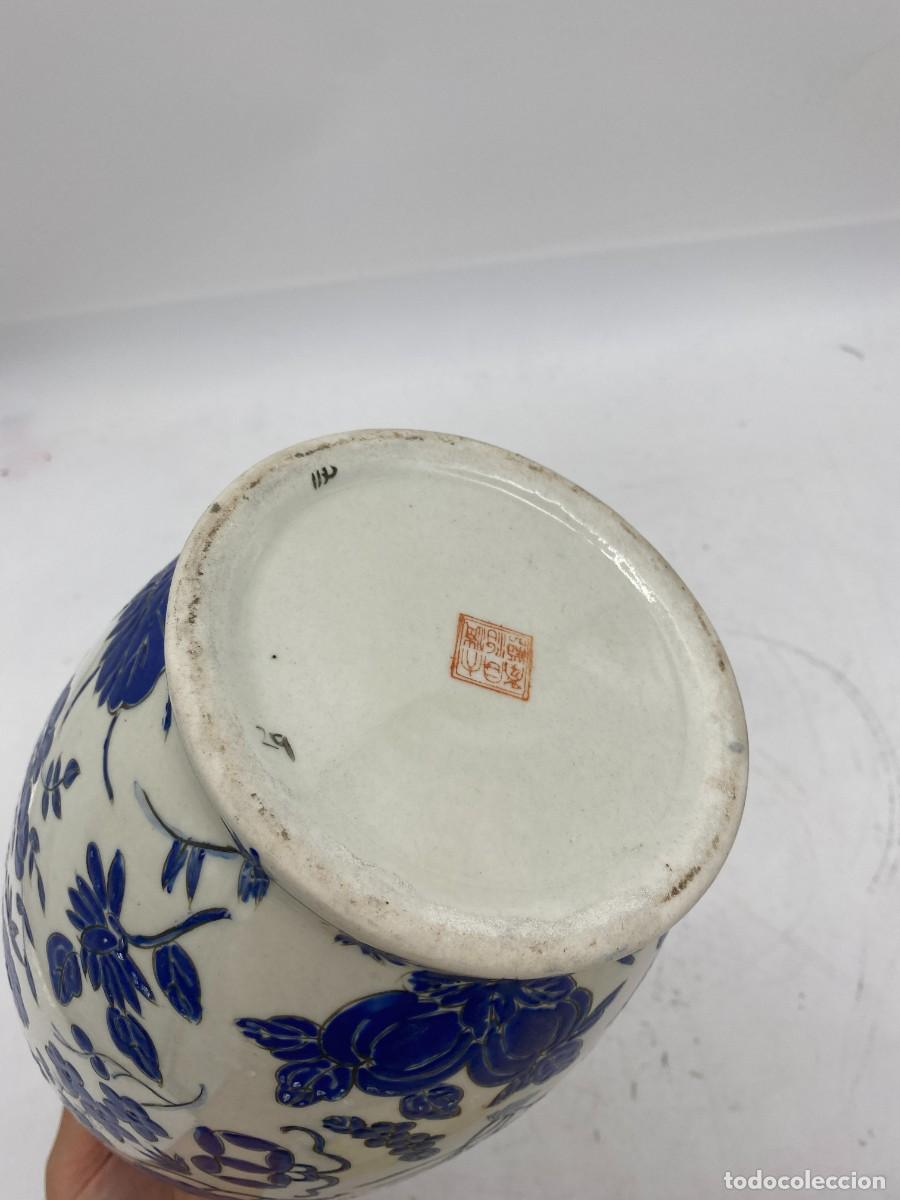 Antig&uuml;edades: jarron chino flores azules - Foto 7