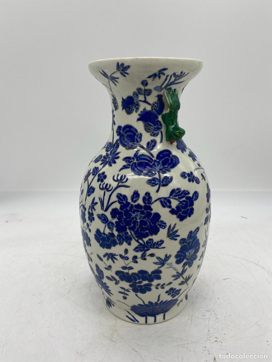 Antig&uuml;edades: jarron chino flores azules - Foto 11