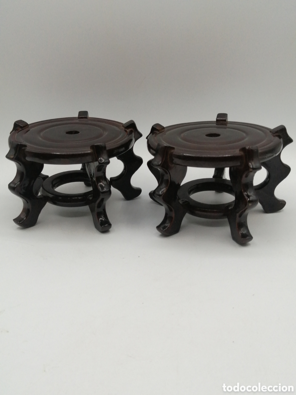 Antig&uuml;edades: Pareja base madera ebonizada - Foto 2