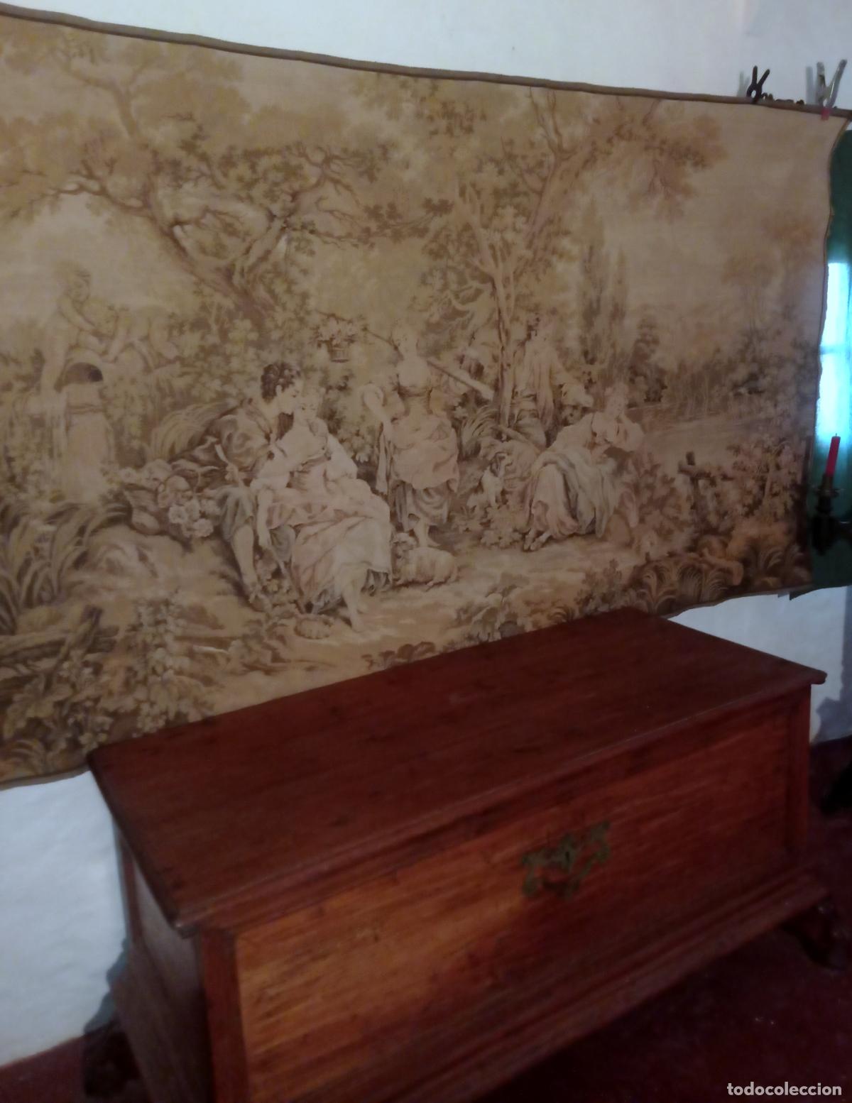 Antig&uuml;edades: Gigante ... 280 x 140 cm - Antiguo Tapiz gobelino c. 1900/20 - Escena campestre