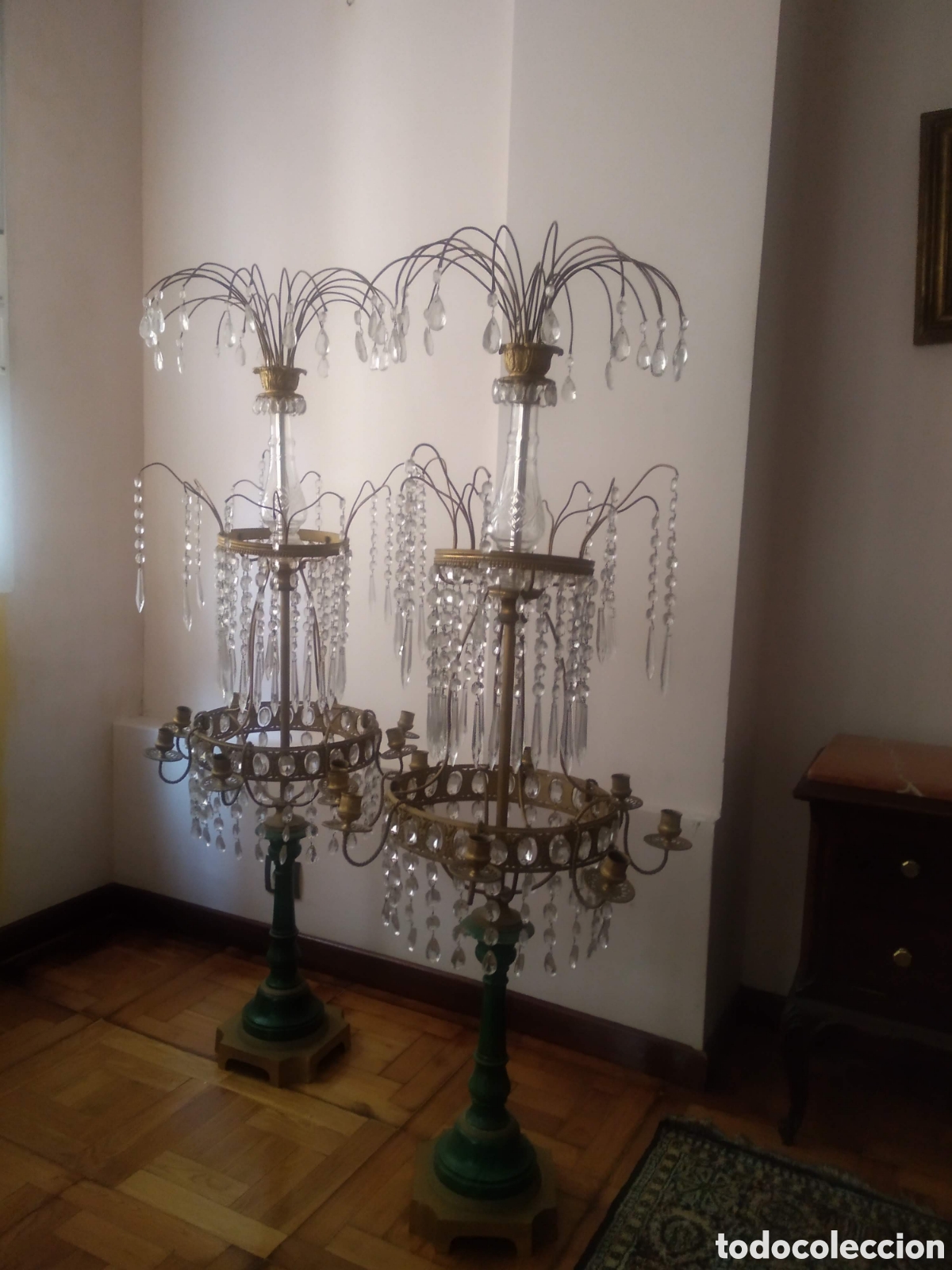 Antig&uuml;edades: Candelabros rusos en cristal y bronce - Foto 2