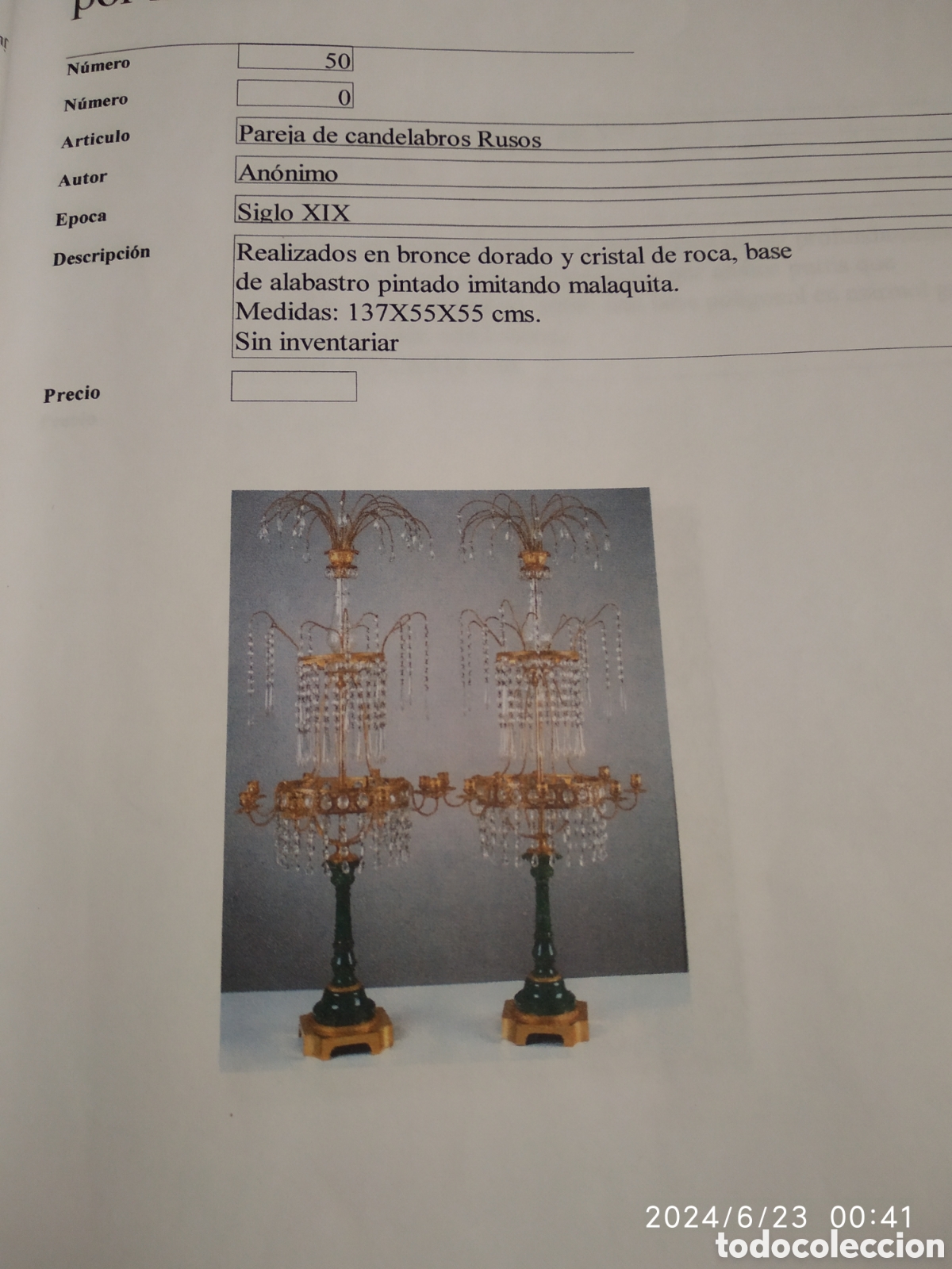 Antig&uuml;edades: Candelabros rusos en cristal y bronce - Foto 3