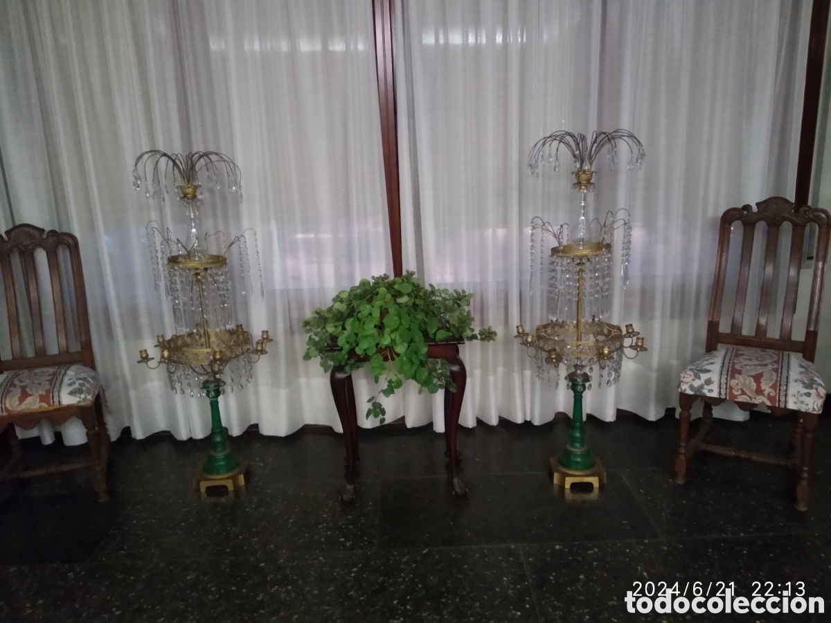 Antig&uuml;edades: Candelabros rusos en cristal y bronce - Foto 1
