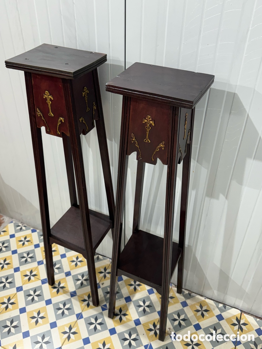 Antig&uuml;edades: Pareja de pedestales maceteros - Foto 5