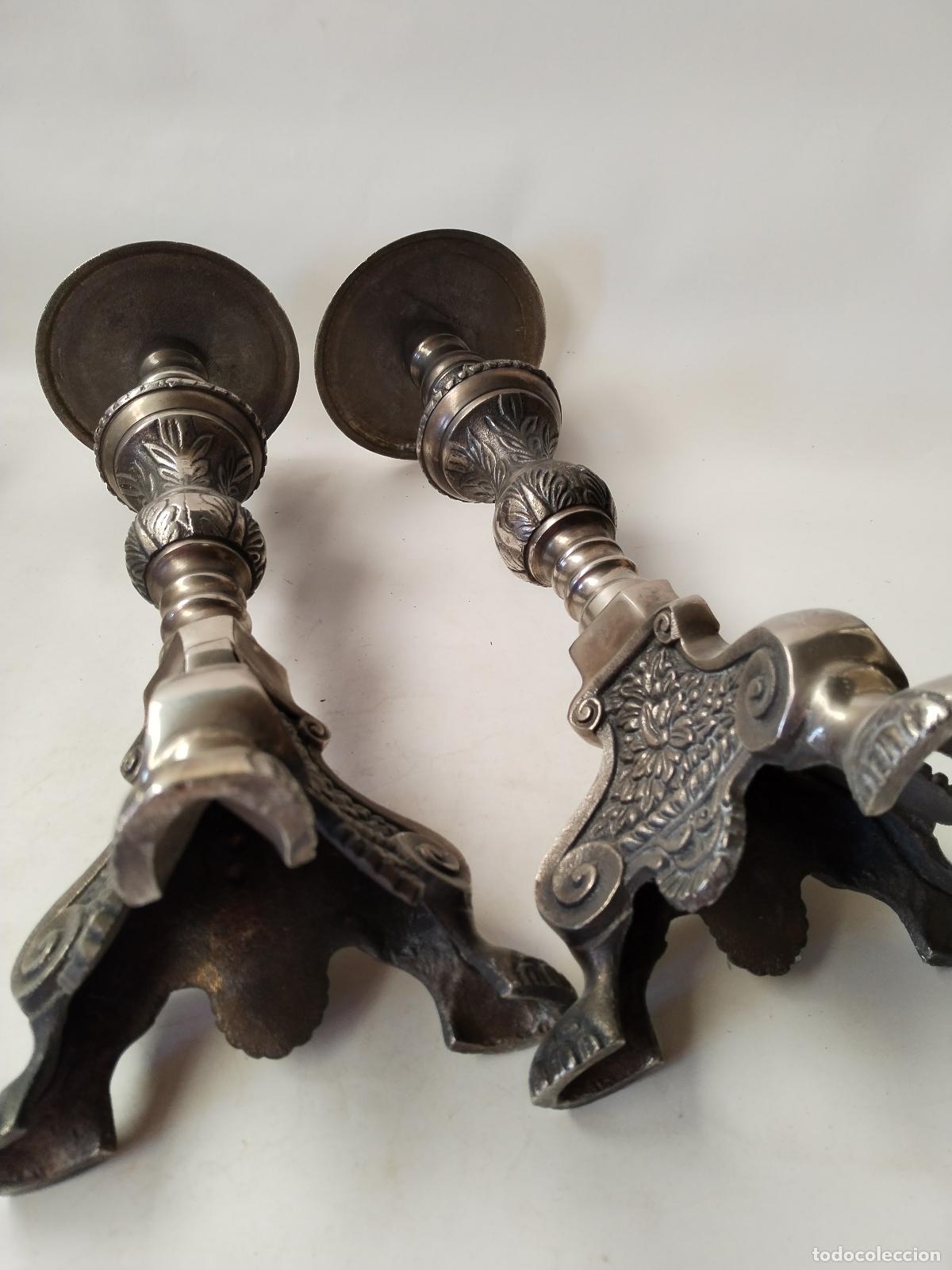 Antig&uuml;edades: 2 candelabros candeleros - Foto 2